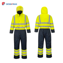 High Visibility Rain Safety Coverall Lined Work Class 3 Waterproof Reflective Suit with 5 Pockets